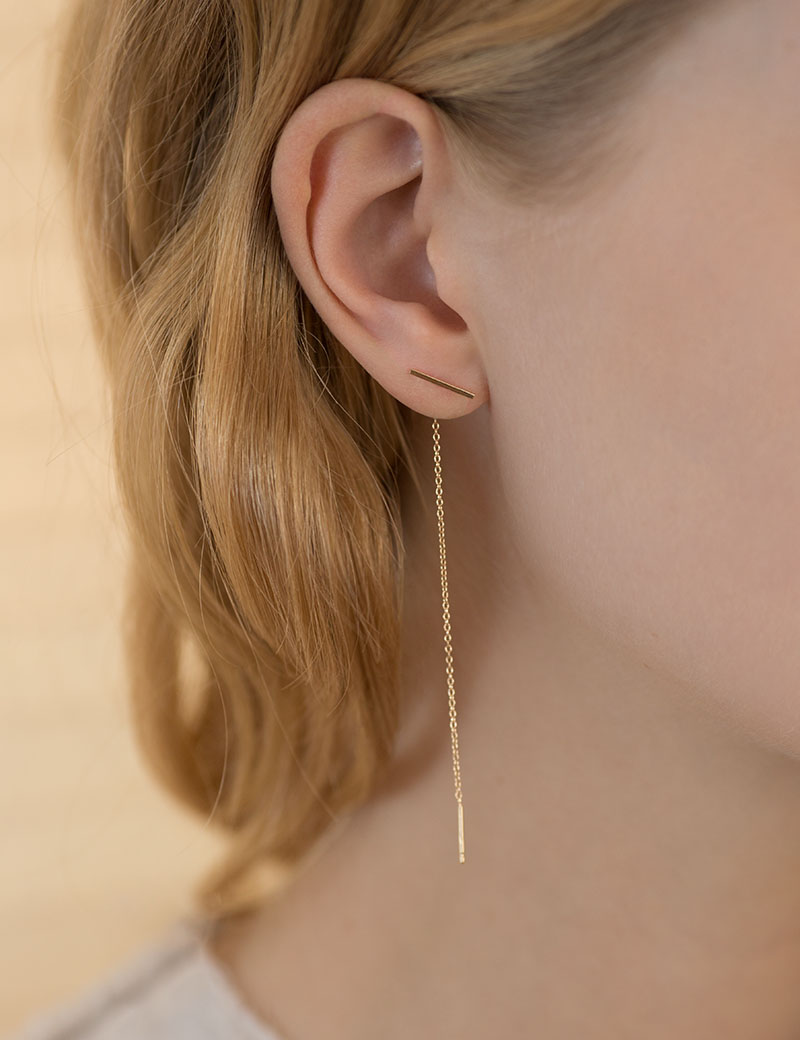 Kathleen Whitaker Staple and Chain Earring model