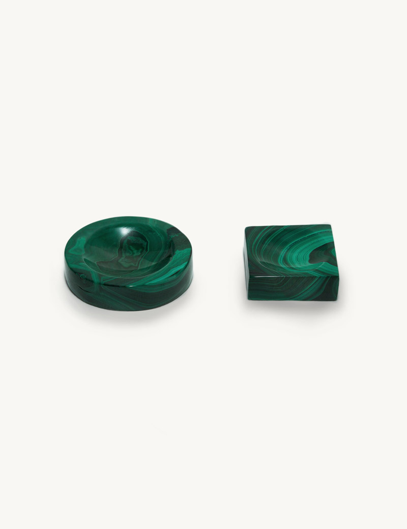 Kathleen Whitaker Malachite Rings Cups - oval and square