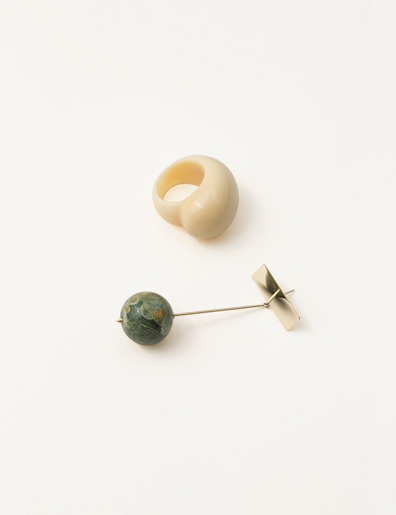 Kathleen Whitaker Rhyolite Drop Earrings with Vegetable Ivory Ring