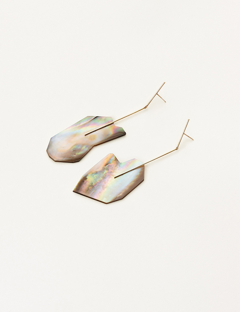 Kathleen Whitaker Brown Mussel Shell Earrings on Stick and Strand 2