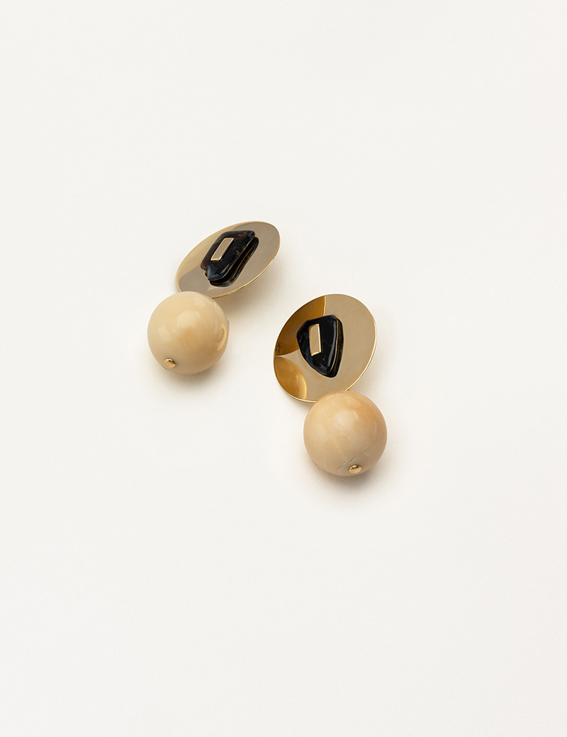 Kathleen Whitaker Sequin Earrings with Pietersite and Vegetable Ivory Bead Drop
